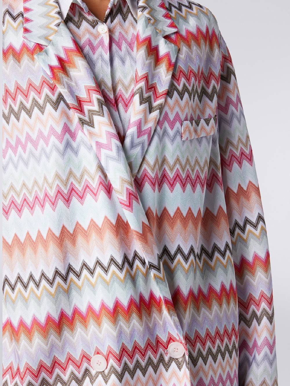 M Missoni Blazer doppiopetto in cotone e viscosa stampa zig zag Saldi Di Fabbrica