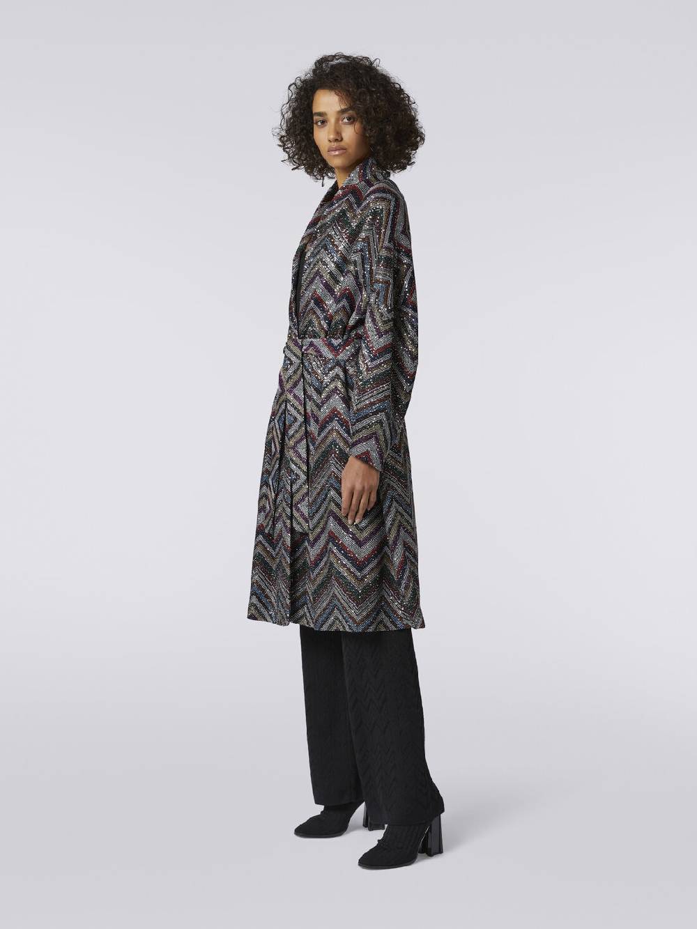 M Missoni Cappotto in misto viscosa chevron con paillettes Vendite Flash