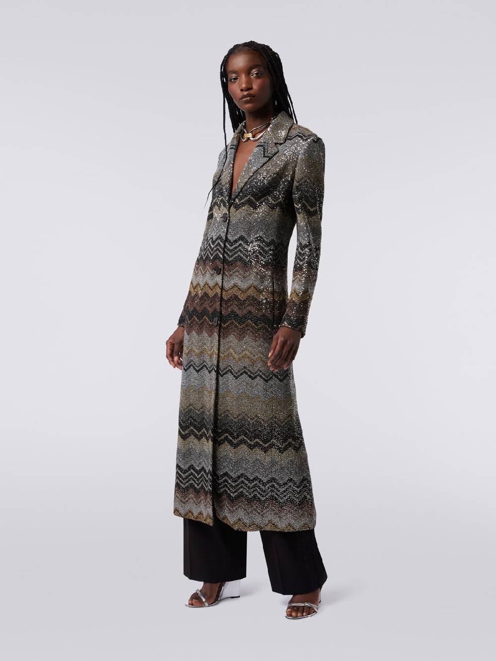 M Missoni Cappotto lungo in misto viscosa con paillettes Negozio