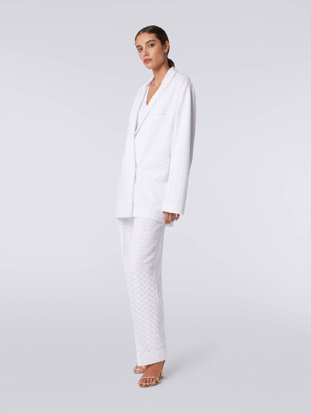 M Missoni Blazer doppiopetto in cotone e viscosa zig zag tonale Moda
