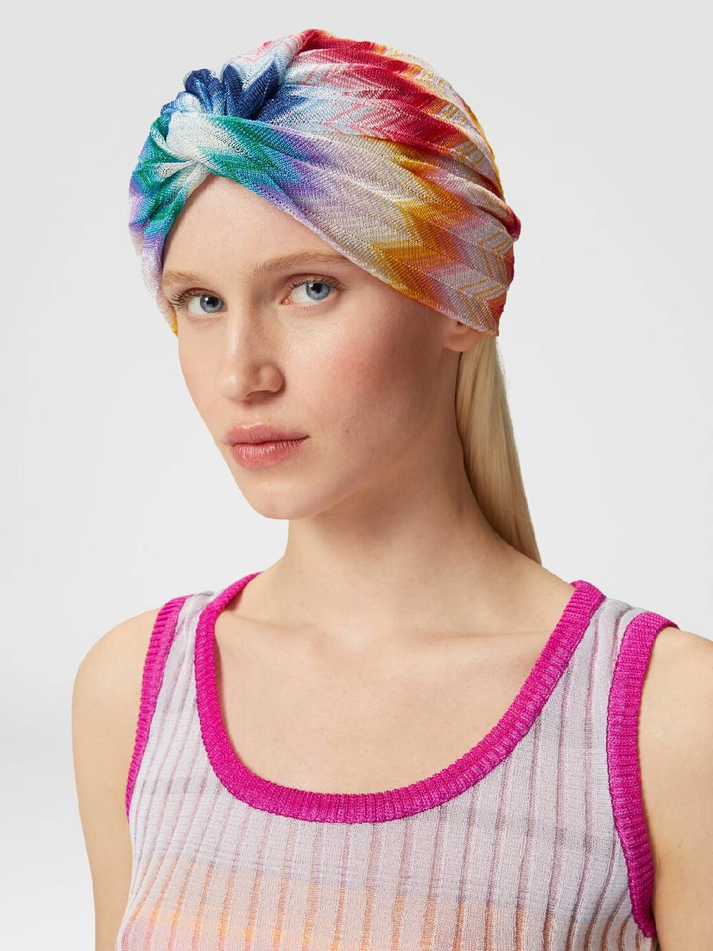 M Missoni Turbante in viscosa chevron con lamé Italia