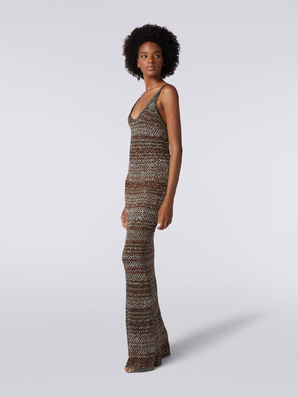 M Missoni Abito lungo in maglia zig zag con trama effetto uncinetto Shopping Online