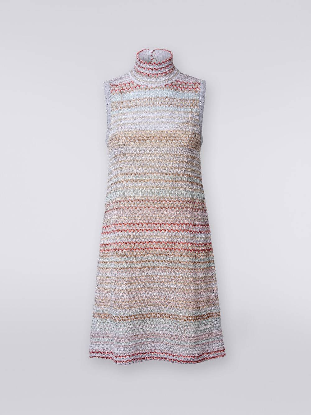 M Missoni Mini-abito in maglia a rete con collo alto e applicazione di paillettes Prezzo Ridotto