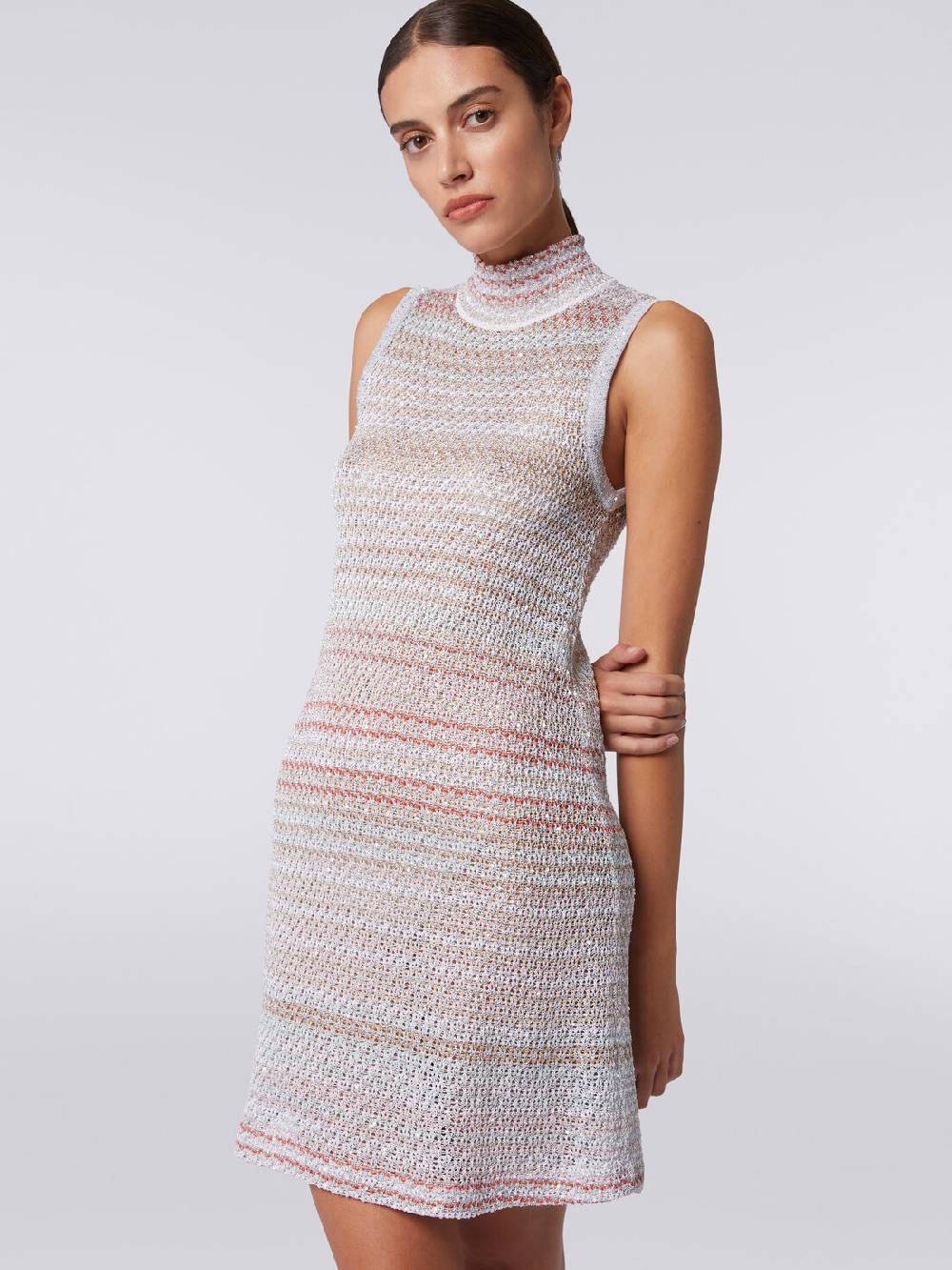 M Missoni Mini-abito in maglia a rete con collo alto e applicazione di paillettes Prezzo Ridotto