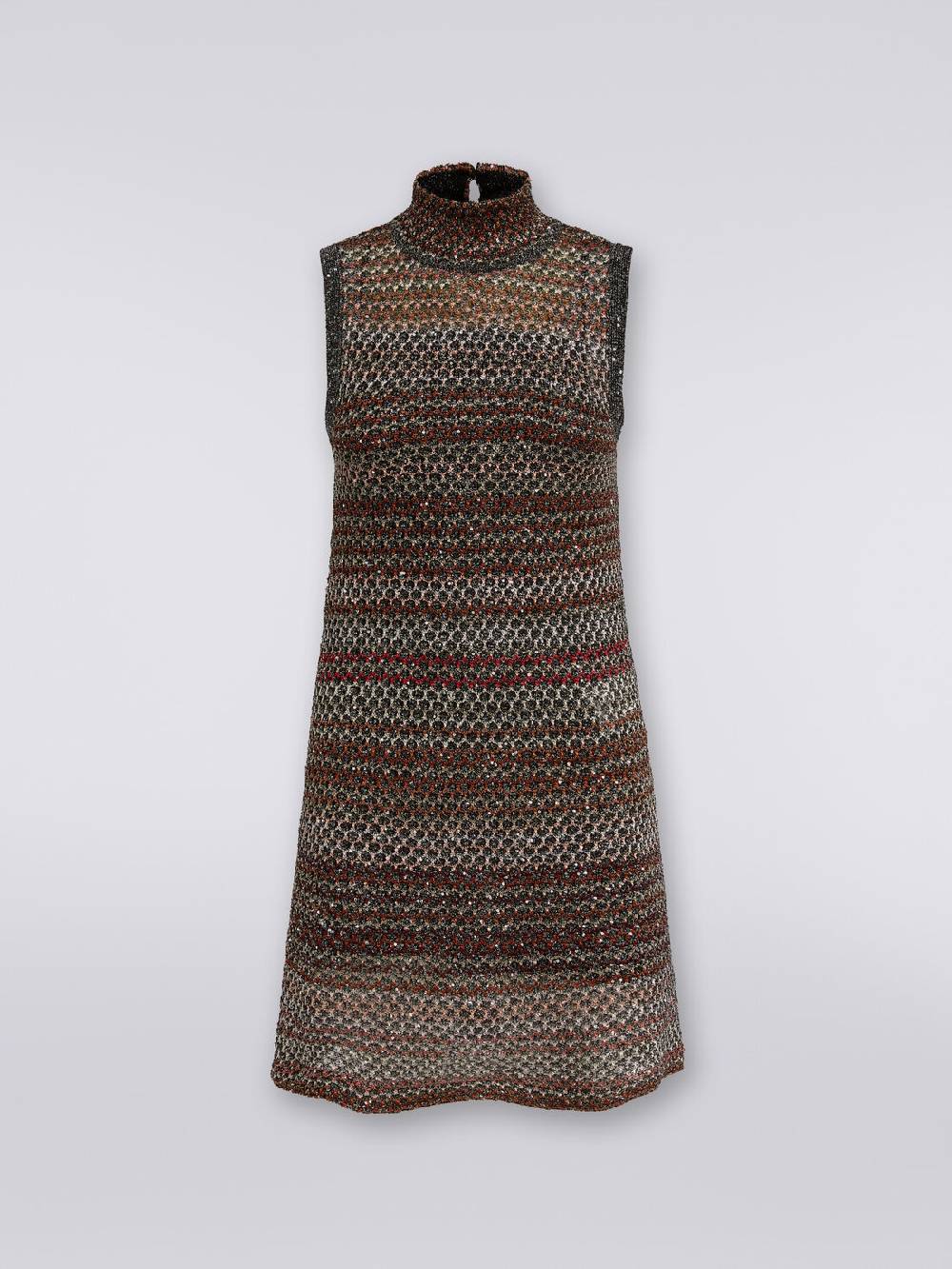 M Missoni Mini-abito in maglia a rete con collo alto e applicazione di paillettes Sottocosto