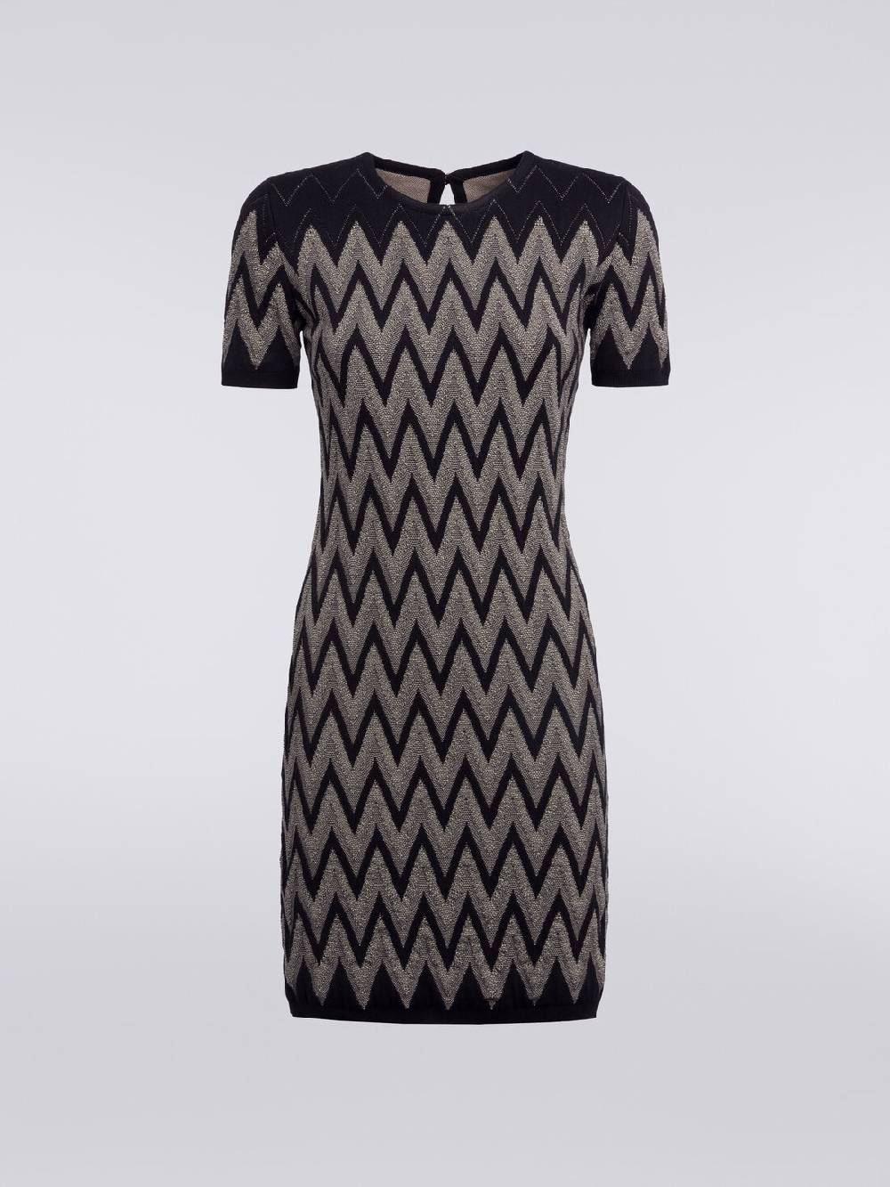 M Missoni Abito girocollo in cotone chevron con lurex Sconto