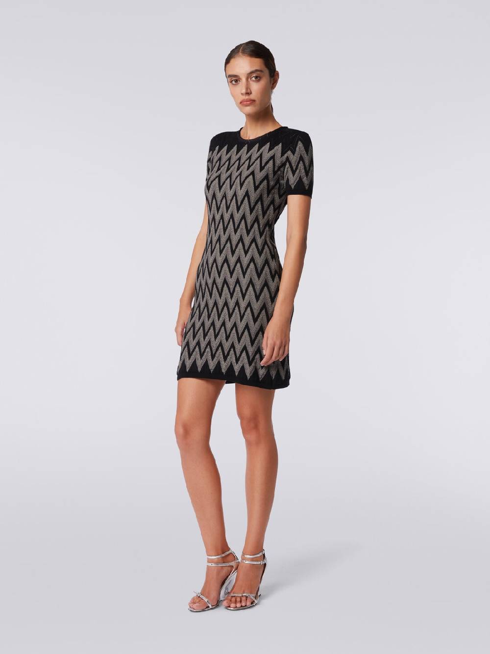 M Missoni Abito girocollo in cotone chevron con lurex Sconto