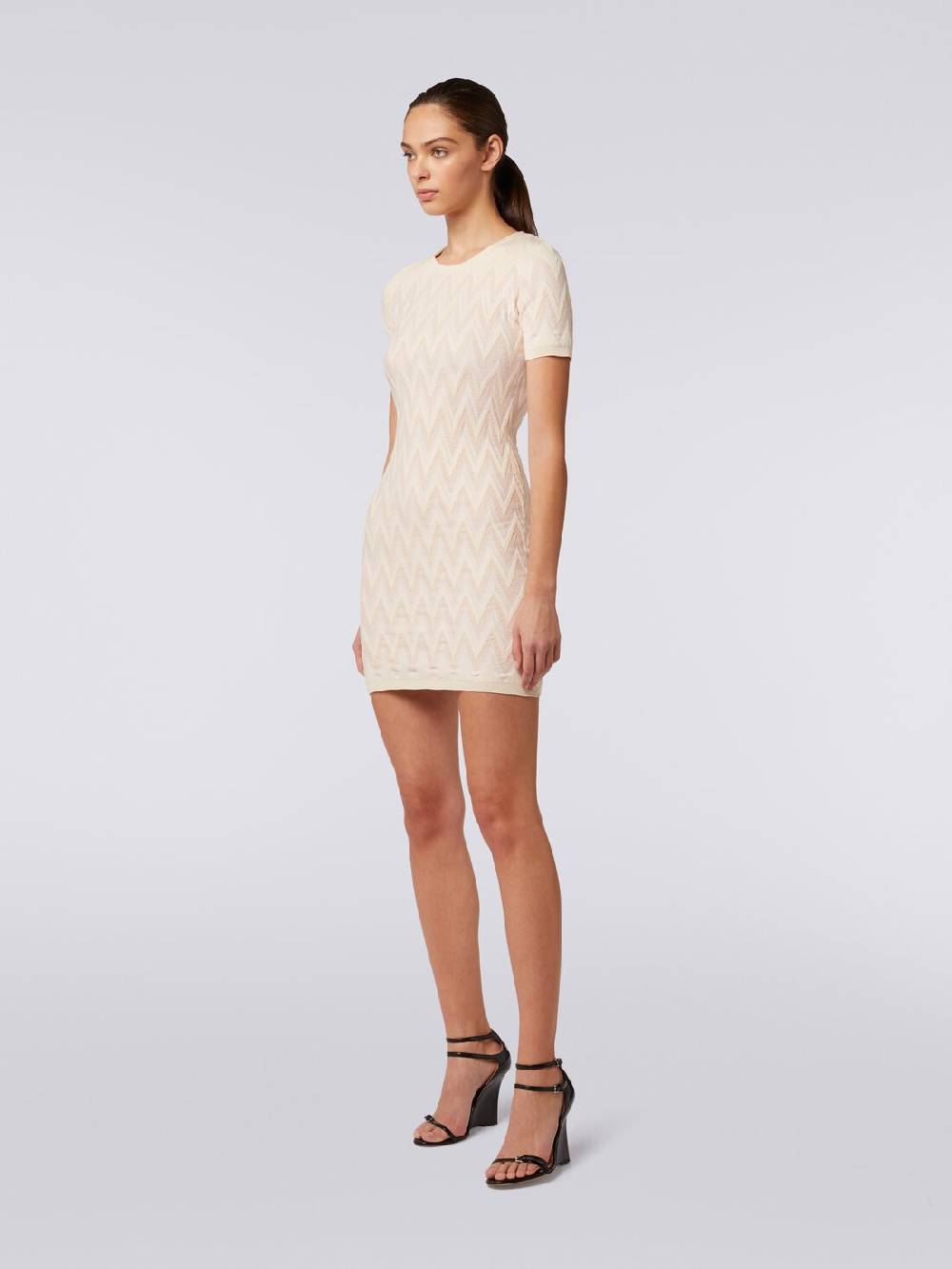 M Missoni Abito girocollo in cotone chevron con lurex Offerta