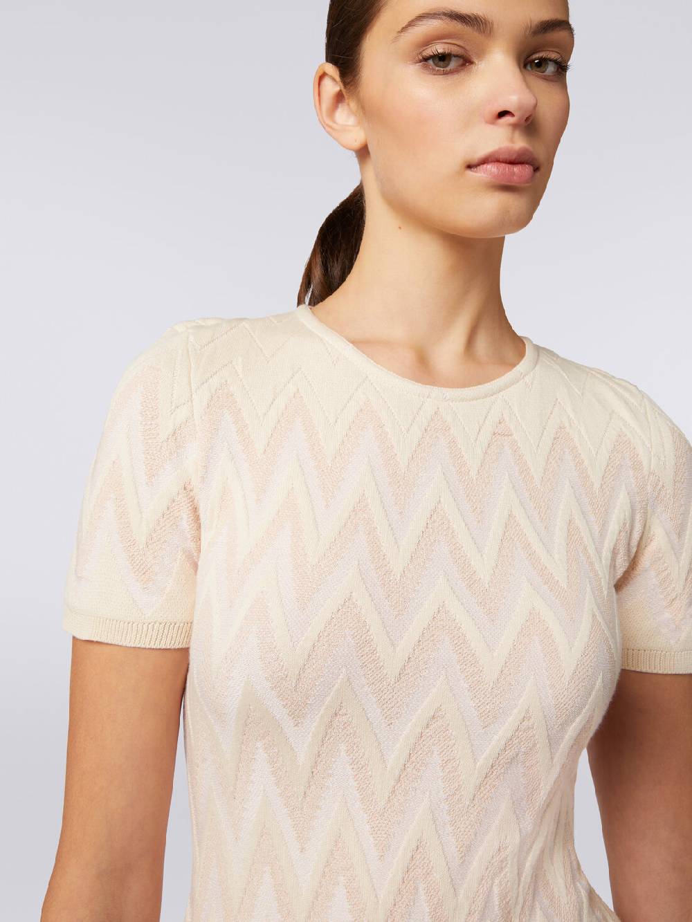 M Missoni Abito girocollo in cotone chevron con lurex Offerta