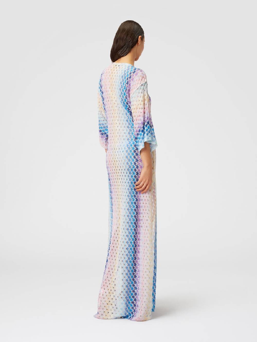 M Missoni Caftano copricostume lungo effetto pizzo dégradé con lurex In Vendita