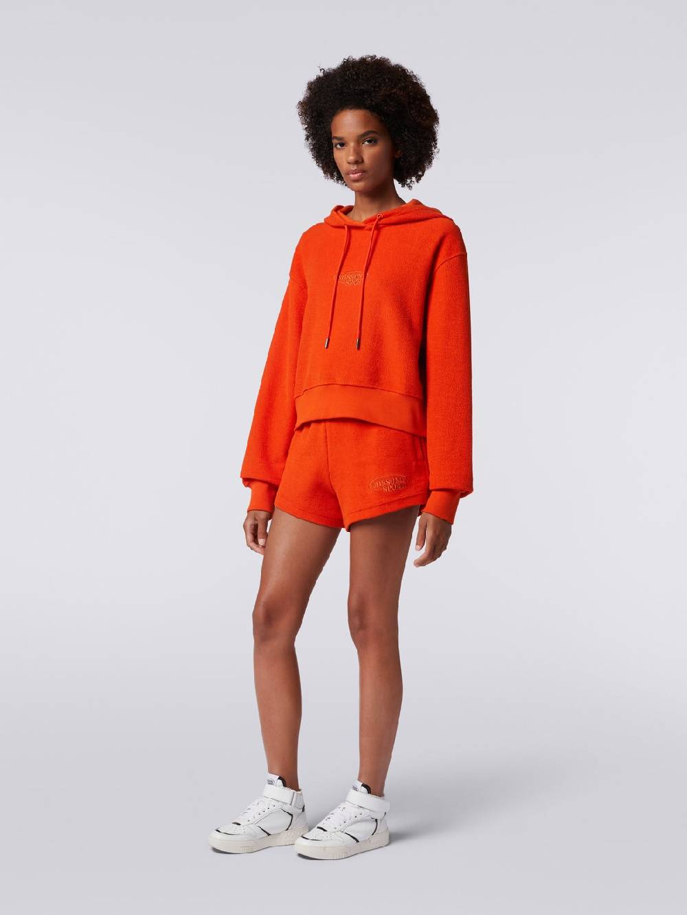 M Missoni Felpa garzata crop con cappuccio e logo Vendita Calda