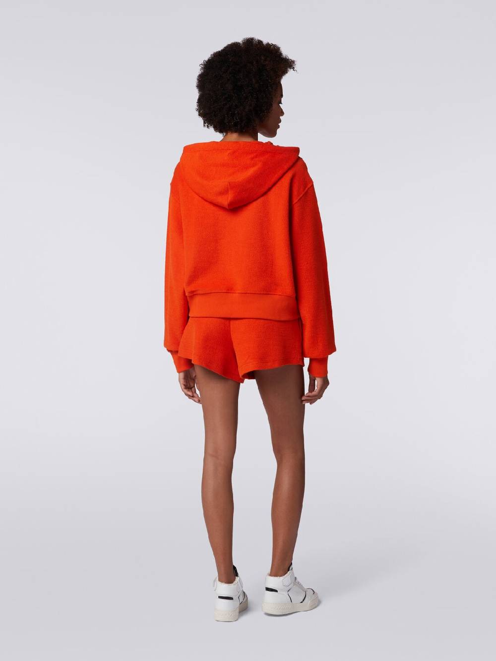 M Missoni Felpa garzata crop con cappuccio e logo Vendita Calda