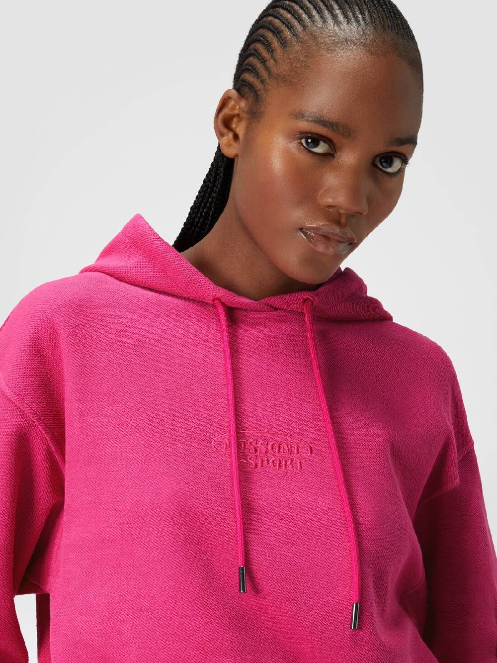 M Missoni Felpa garzata crop con cappuccio e logo Saldi Di Fabbrica