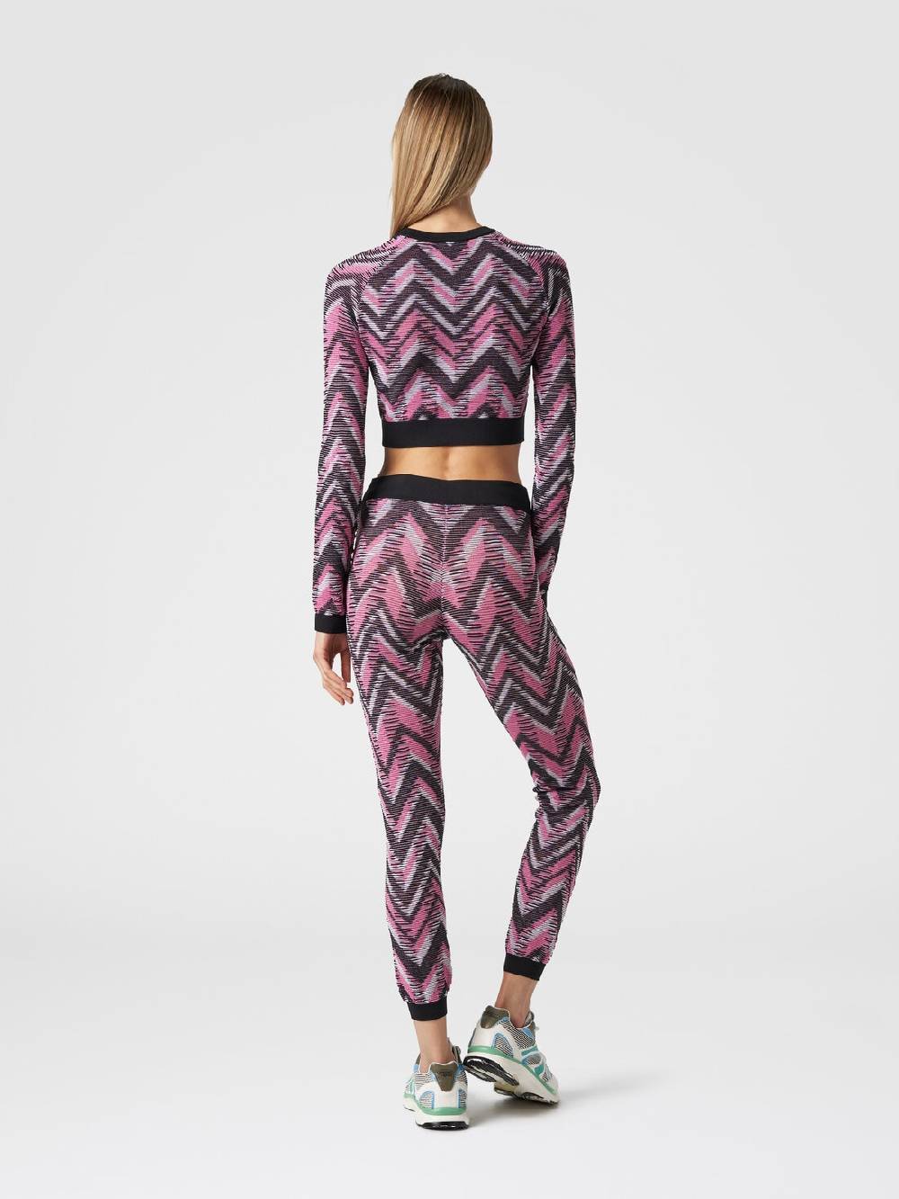 M Missoni Crop top a maniche lunghe in maglia chevron con logo In Saldo