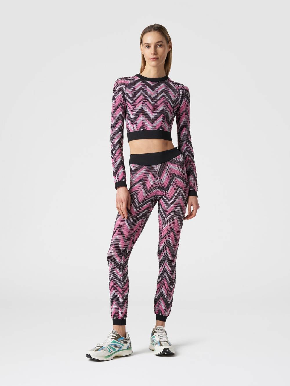 M Missoni Leggings in maglia chevron con logo Nuova