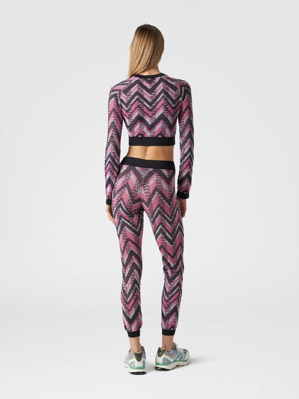 M Missoni Leggings in maglia chevron con logo Nuova