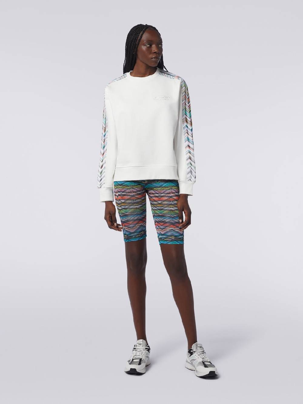 M Missoni Felpa girocollo con logo e dettagli in maglia Italy