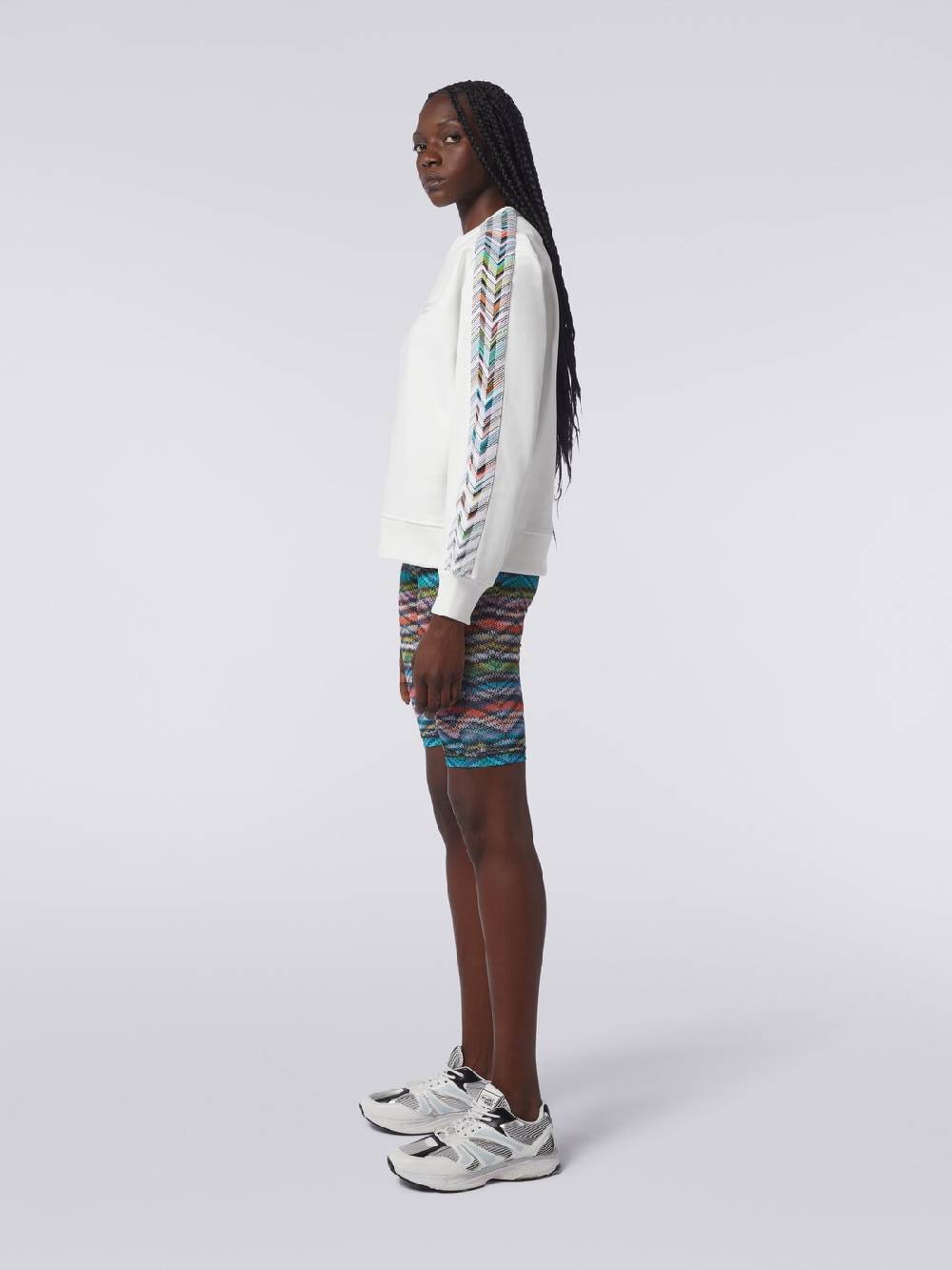 M Missoni Felpa girocollo con logo e dettagli in maglia Italy