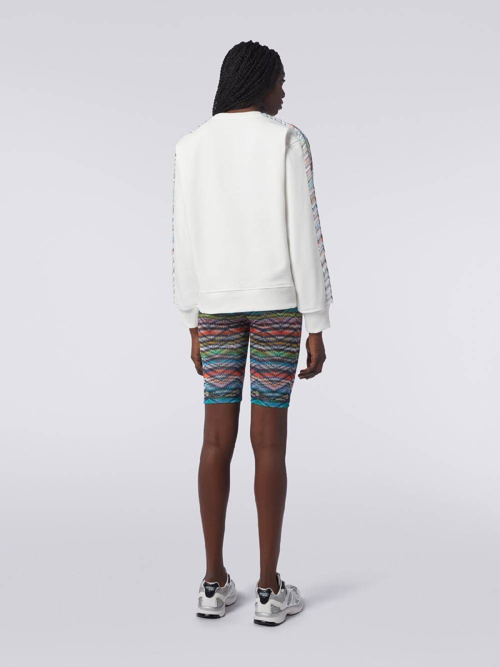 M Missoni Felpa girocollo con logo e dettagli in maglia Italy