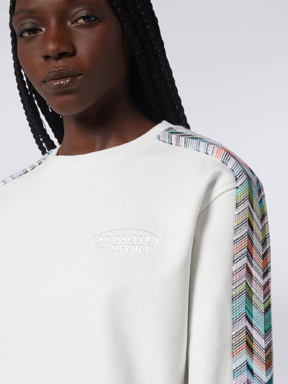 M Missoni Felpa girocollo con logo e dettagli in maglia Italy