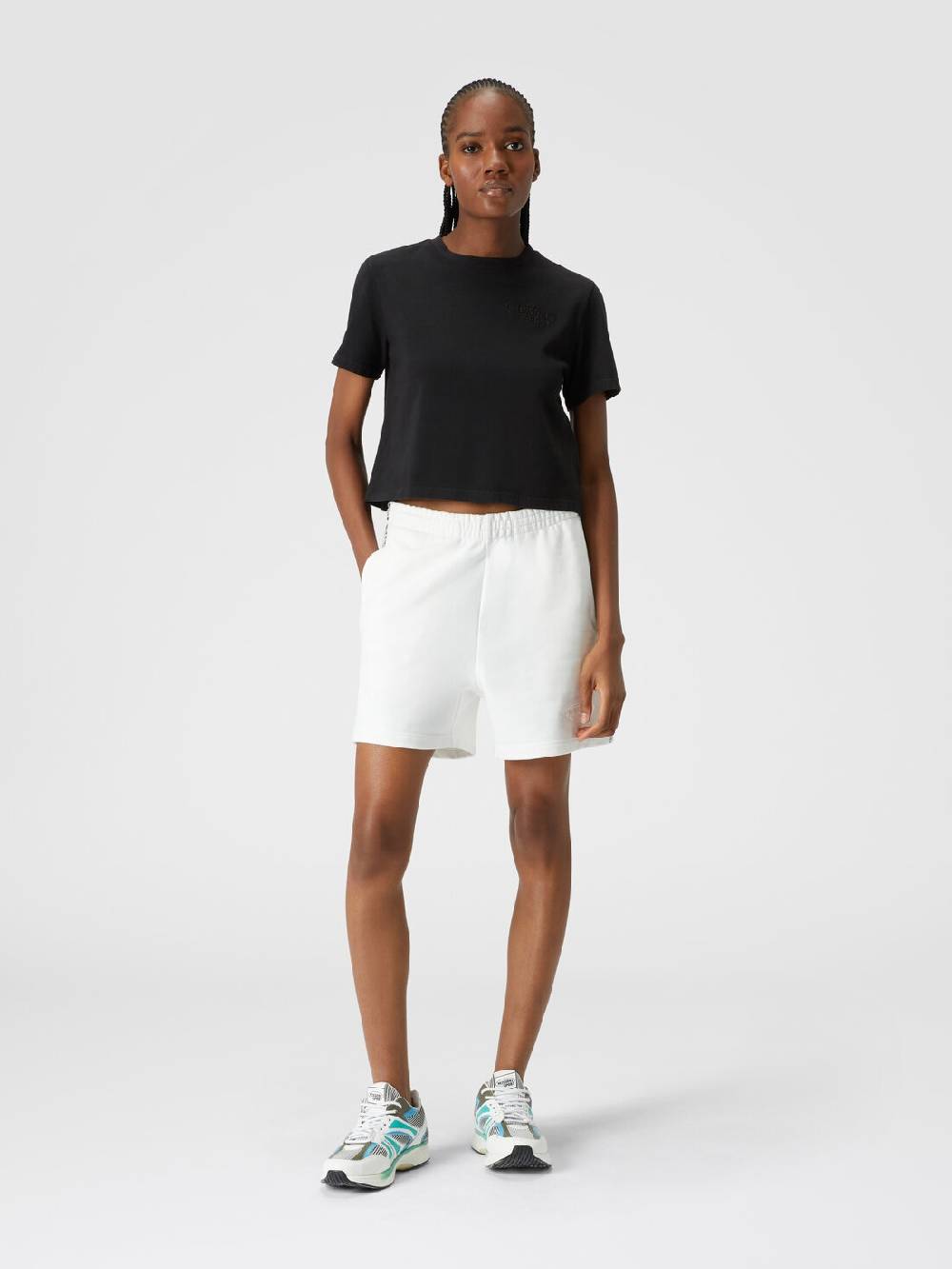 M Missoni Shorts in felpa di cotone con logo e bande laterali in maglia