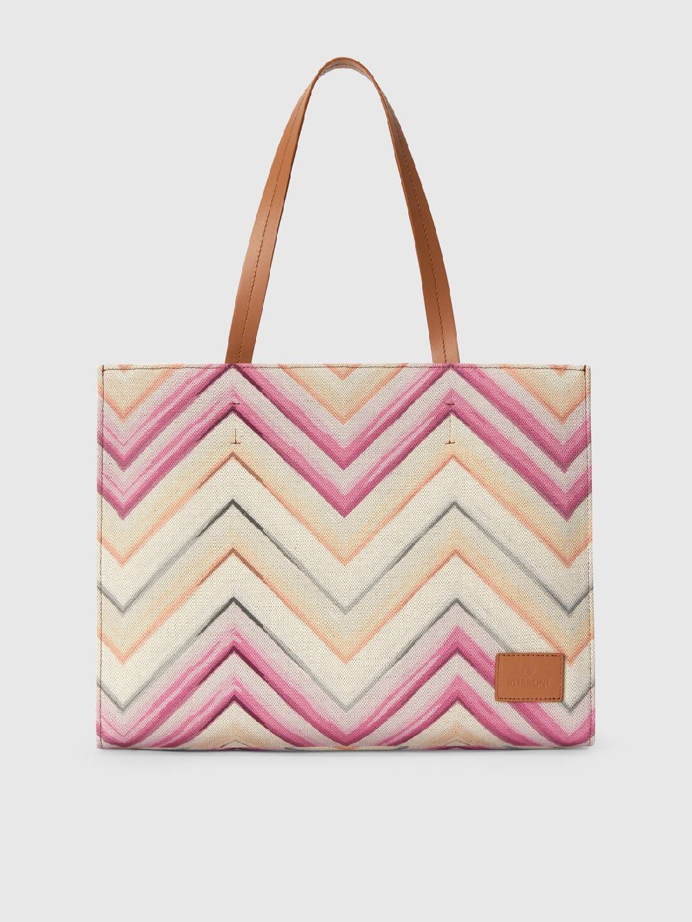 M Missoni Tote bag in misto cotone con motivo chevron In Linea