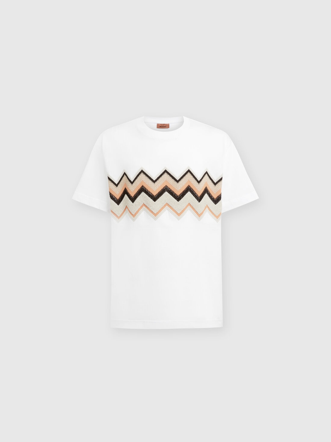 M Missoni T-shirt in jersey di cotone con ricamo zig zag Sottocosto