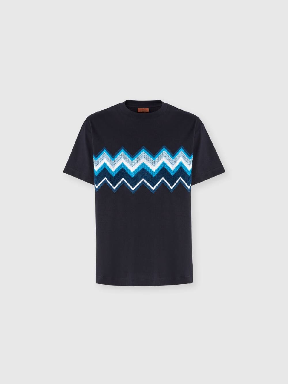 M Missoni T-shirt in jersey di cotone con ricamo zig zag Convenienza
