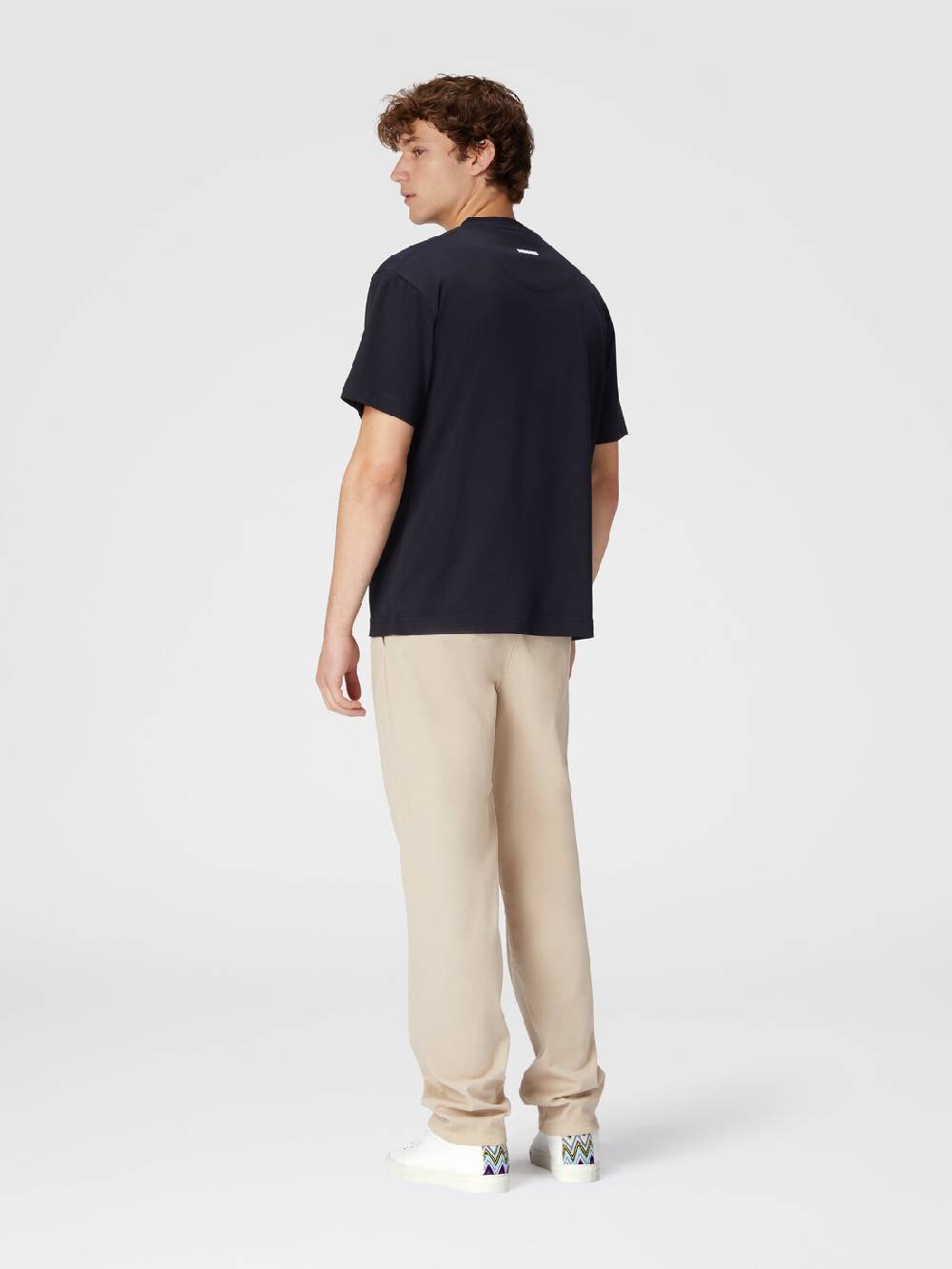M Missoni T-shirt in jersey di cotone con ricamo zig zag Convenienza