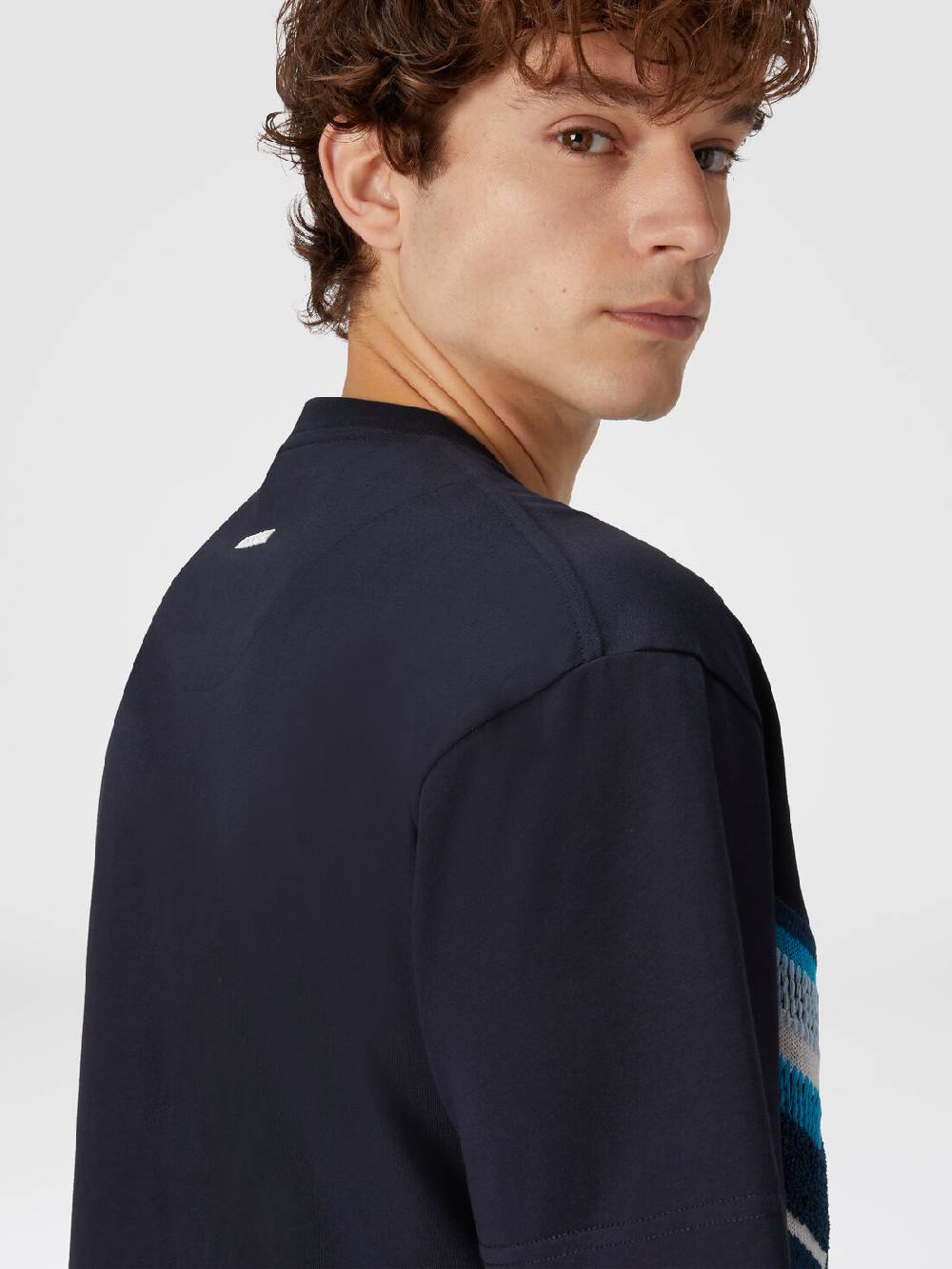 M Missoni T-shirt in jersey di cotone con ricamo zig zag Convenienza