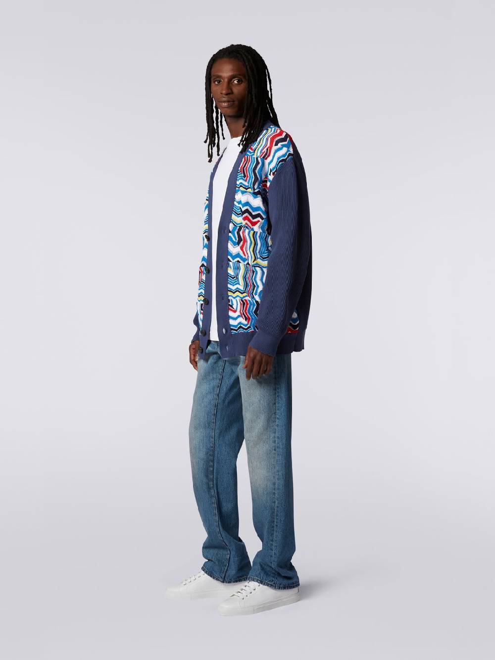 M Missoni Cardigan oversize in misto viscosa con inserti patchwork Offerta