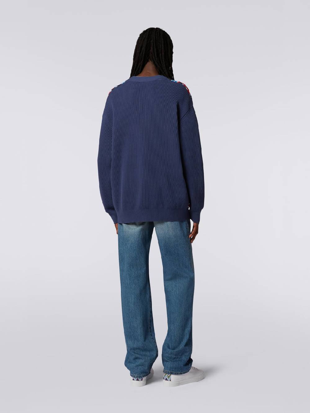 M Missoni Cardigan oversize in misto viscosa con inserti patchwork Offerta