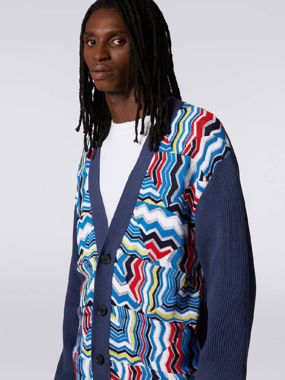 M Missoni Cardigan oversize in misto viscosa con inserti patchwork Offerta
