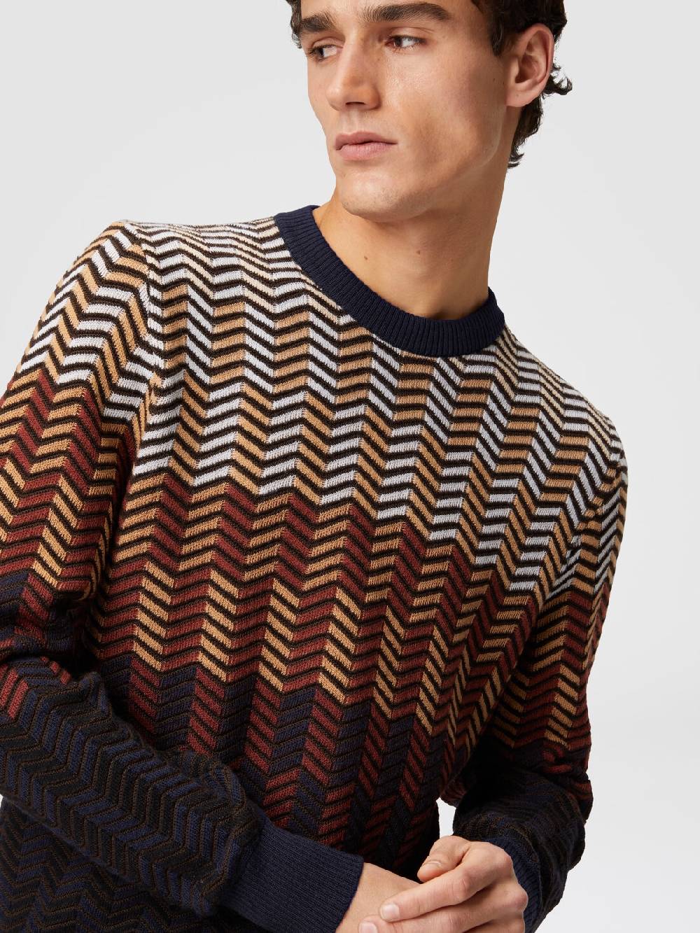 M Missoni Pullover girocollo in lana vergine zig zag Economico