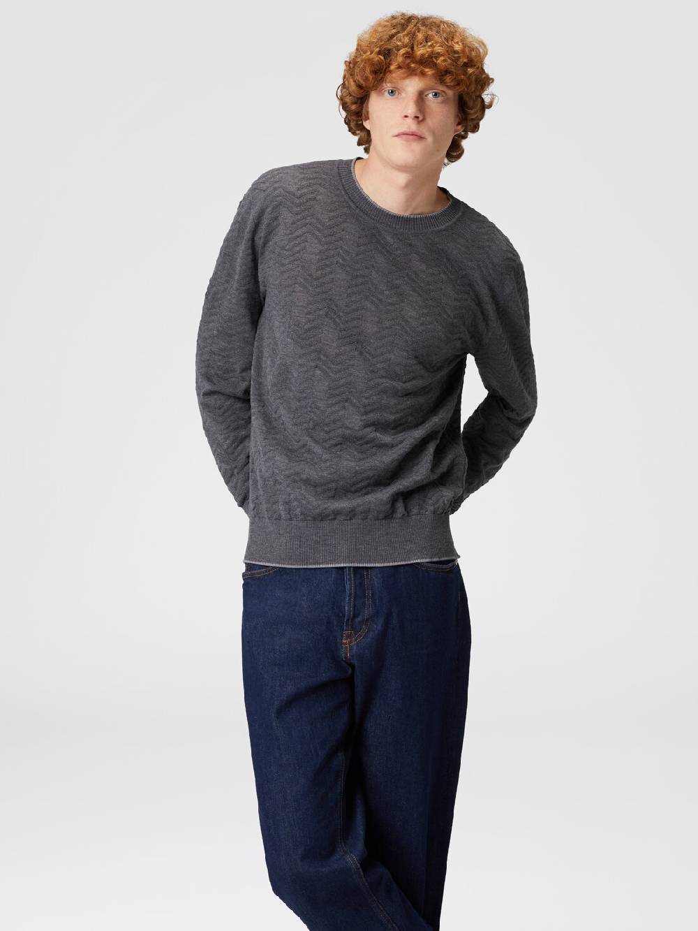 M Missoni Pullover girocollo in lana con chevron tono su tono Online