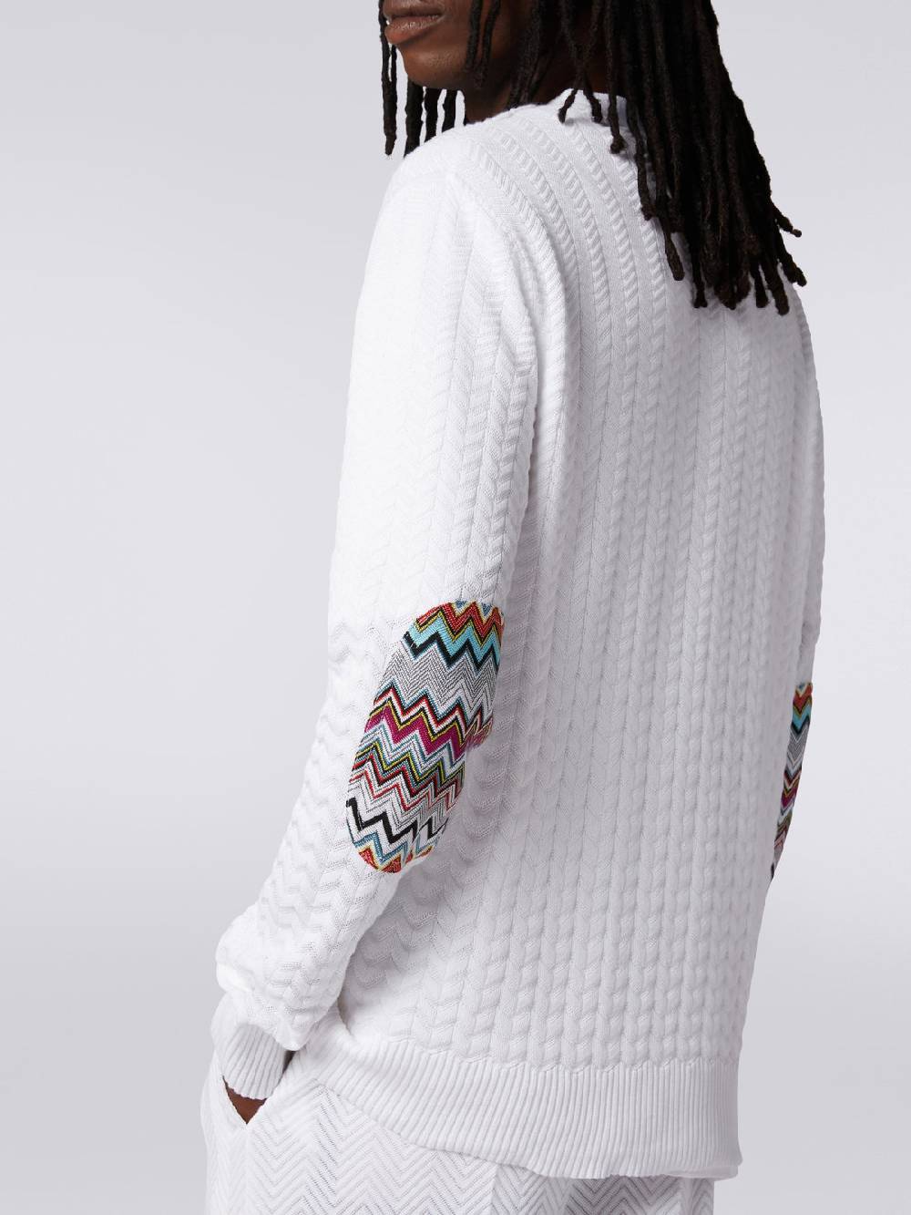 M Missoni Cardigan in cotone con toppe multicolore In Vendita
