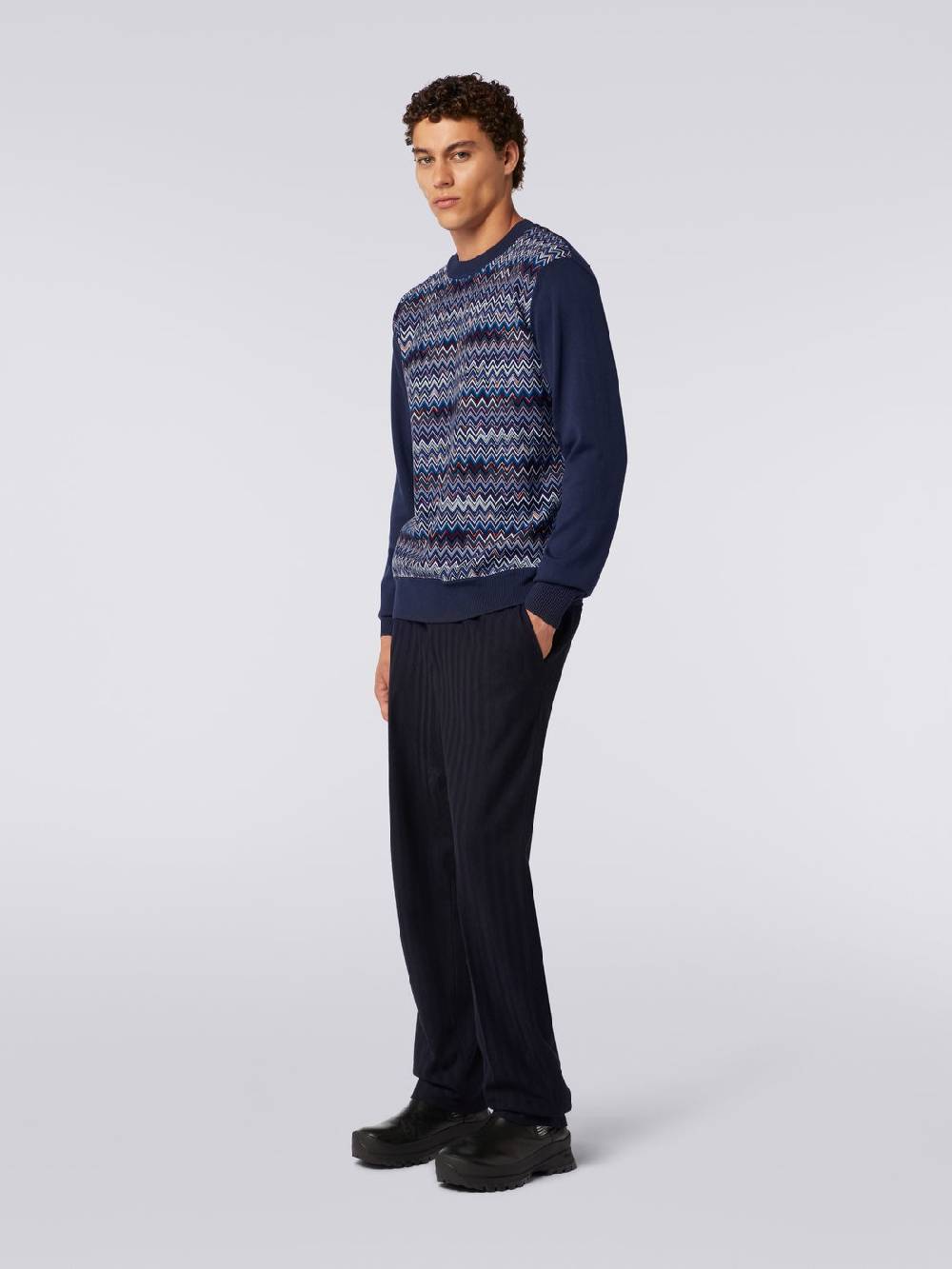 M Missoni Pullover girocollo in cotone, seta e viscosa chevron Offerte