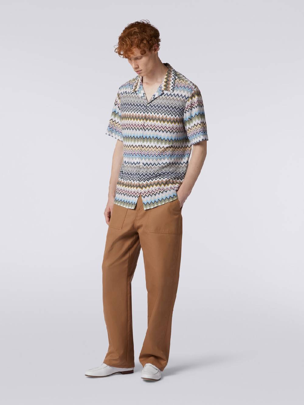 M Missoni Camicia a maniche corte modello bowling in cotone zig zag Hotsell