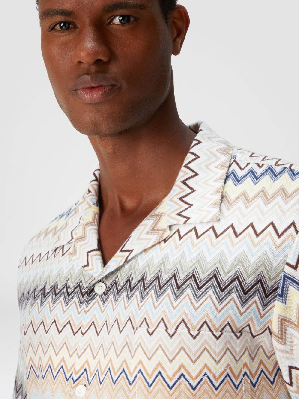 M Missoni Camicia taglio bowling in cotone zig zag Vendita Calda