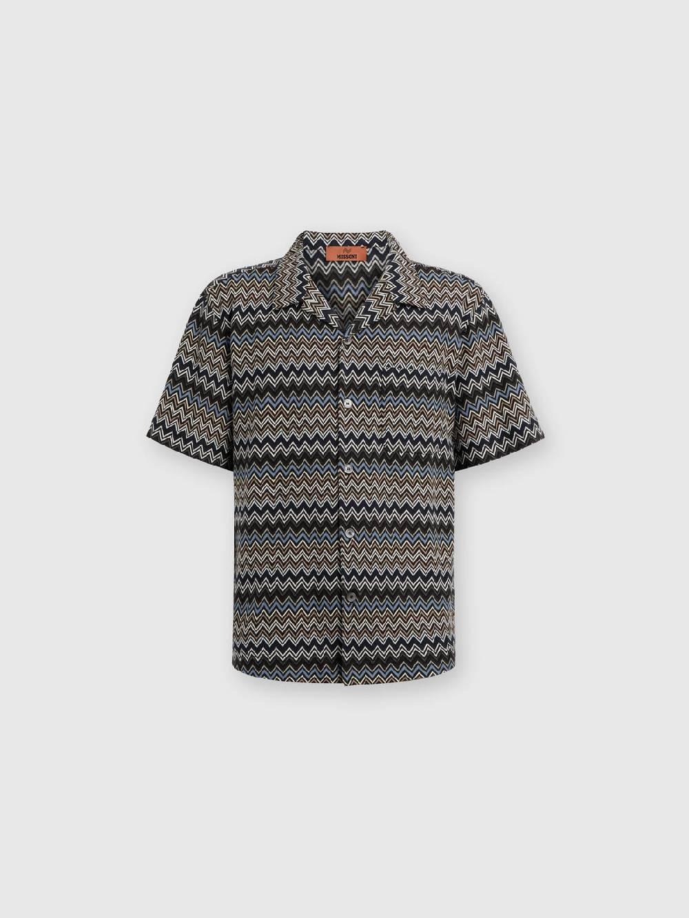 M Missoni Camicia taglio bowling in cotone zig zag Vendita Economica
