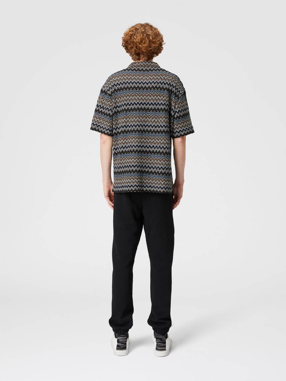 M Missoni Camicia taglio bowling in cotone zig zag Vendita Economica