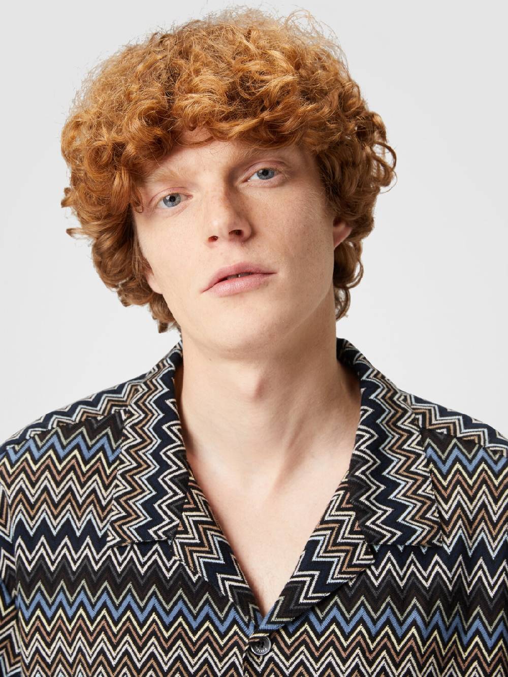 M Missoni Camicia taglio bowling in cotone zig zag Vendita Economica