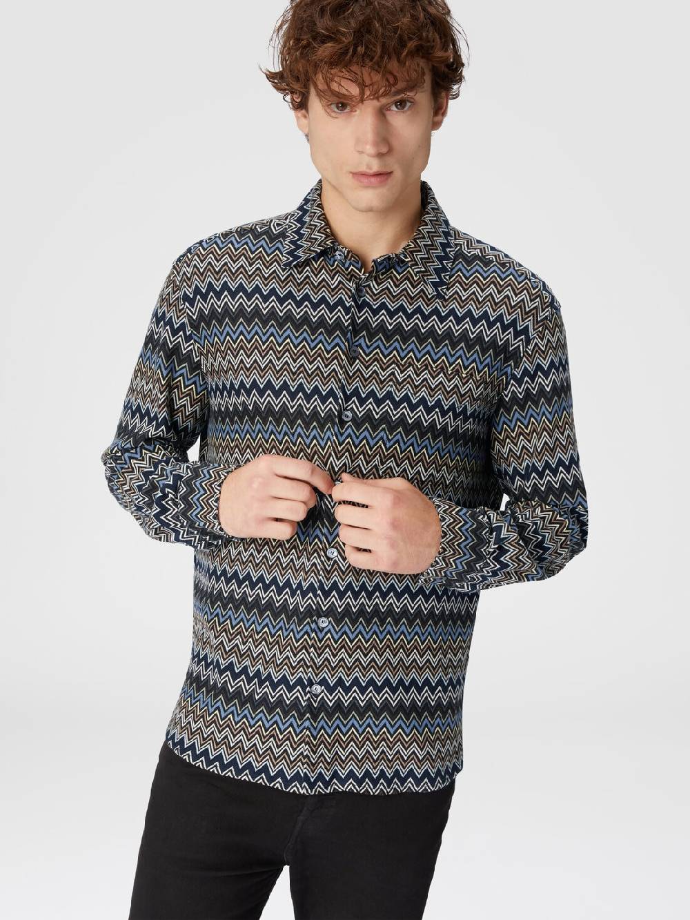 M Missoni Camicia in cotone zig zag Saldi Di Fabbrica