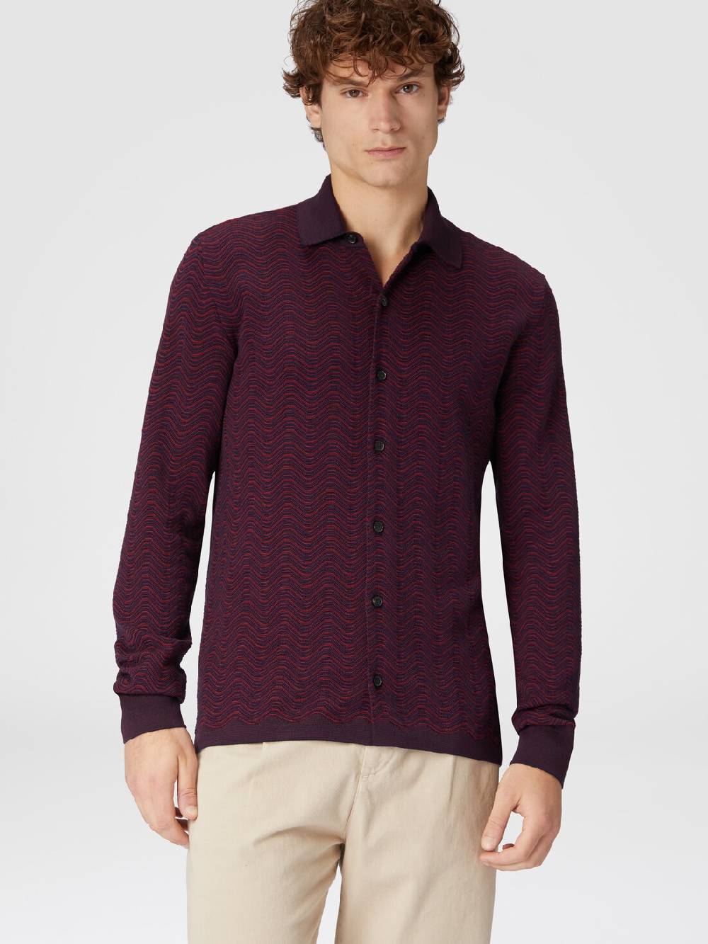 M Missoni Camicia in lana vergine e viscosa con motivo onda Negozio