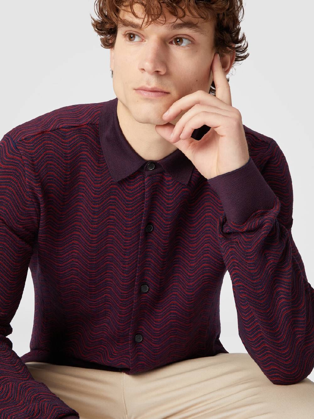 M Missoni Camicia in lana vergine e viscosa con motivo onda Negozio