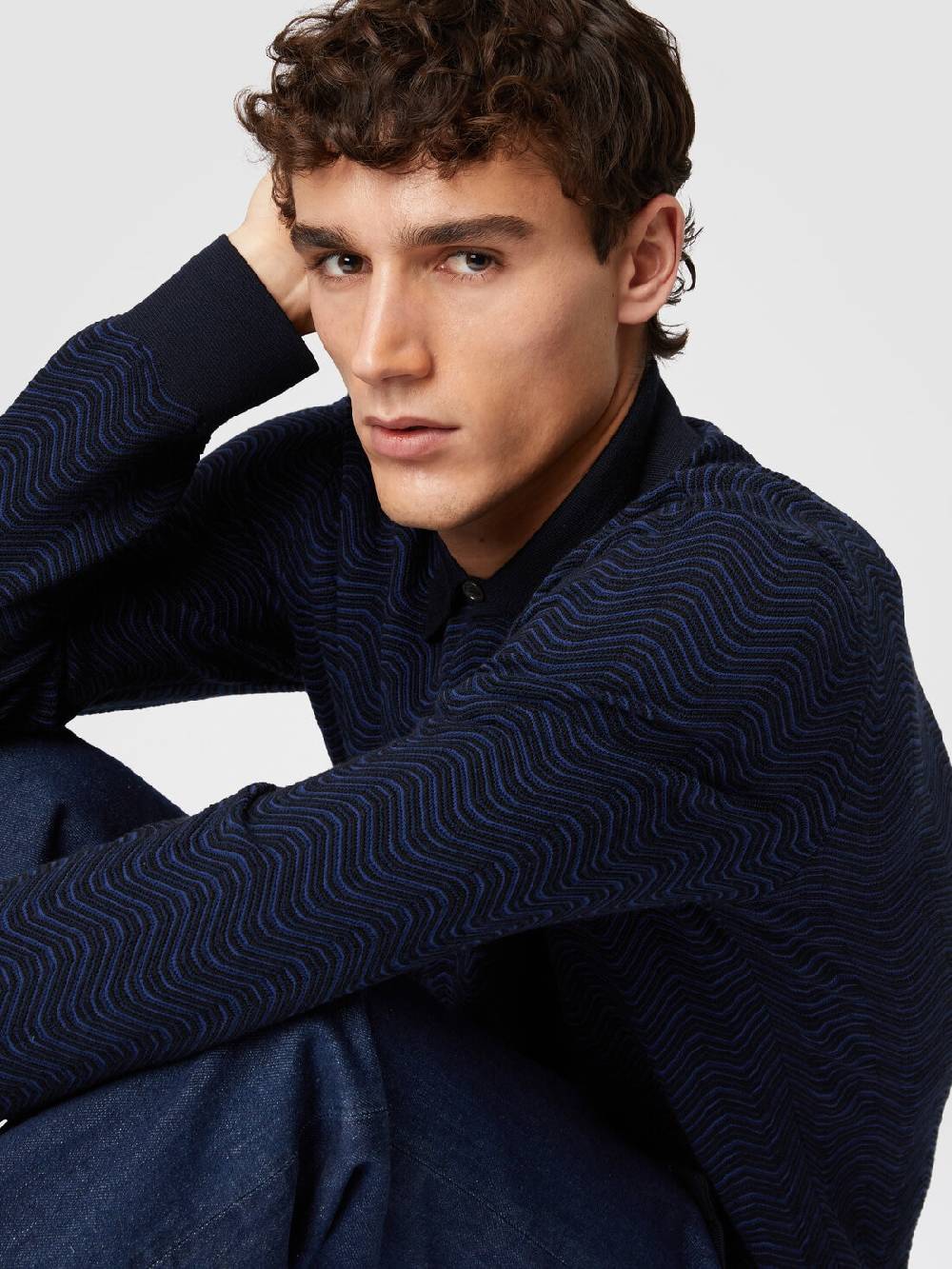 M Missoni Camicia in lana vergine e viscosa con motivo onda In Saldo