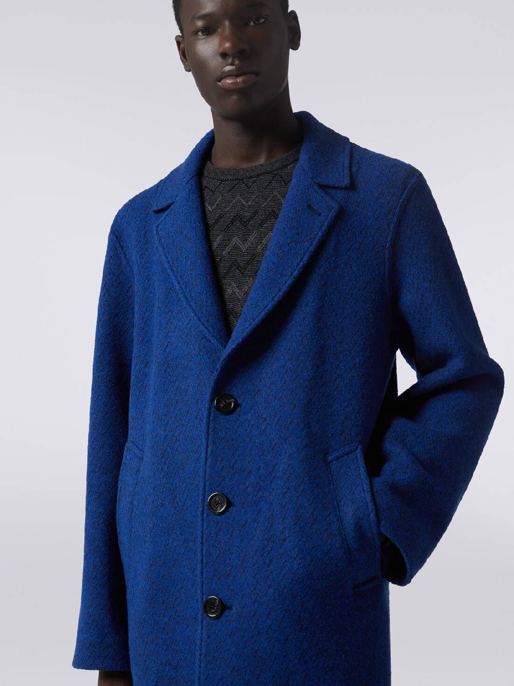 M Missoni Cappotto spigato in lana cotta Pezzi Unici