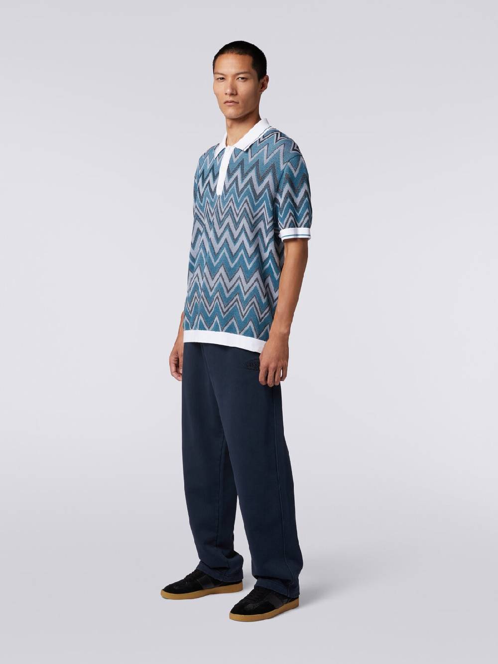 M Missoni Polo in maglia zig zag con dettagli tinta unita Economico