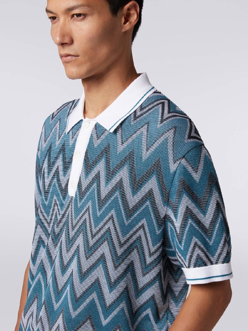M Missoni Polo in maglia zig zag con dettagli tinta unita Economico