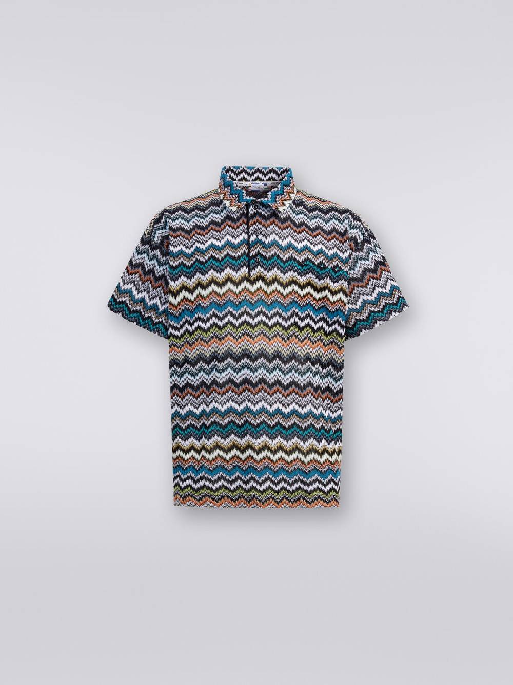M Missoni Polo in maglia di viscosa e cotone zig zag Consegna Veloce